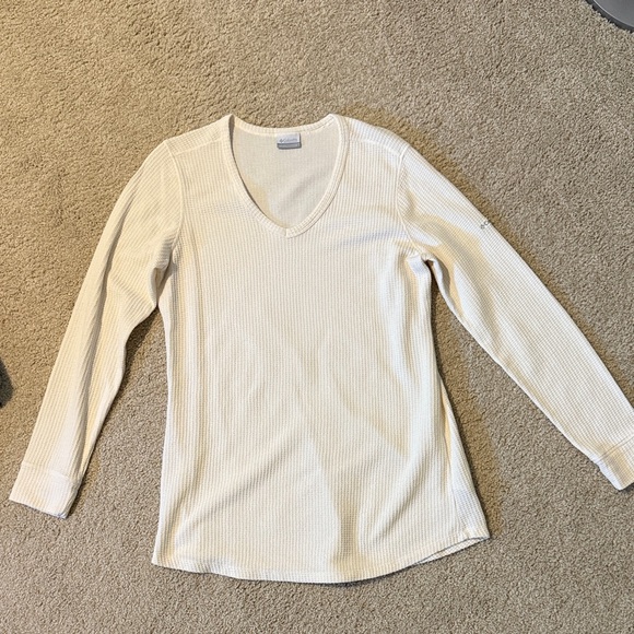 Columbia Women's Ivory Waffle Knit Long Sleeve Top - Picture 1 of 3